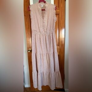 London Times pink and White Striped Dress